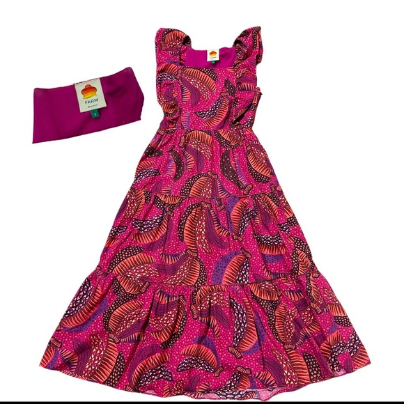 Farm Rio Pink Wild Bananas Midi Dress - Picture 7 of 7